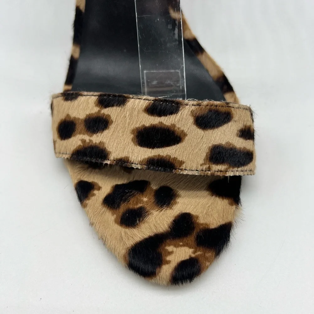 Diane Von Furstenberg - Chain-link Leopard Ankle Strap Open Toe High Heels SZ 11